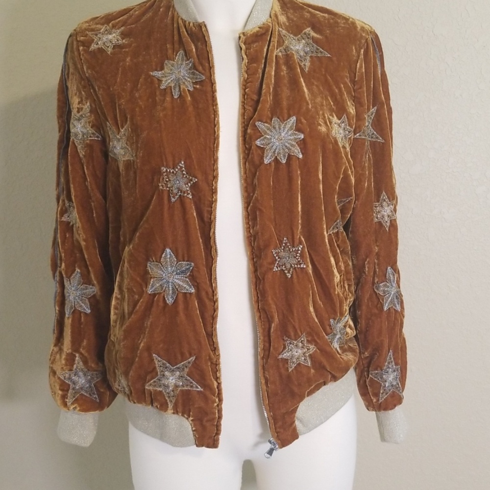 Velvet bomber style jacket